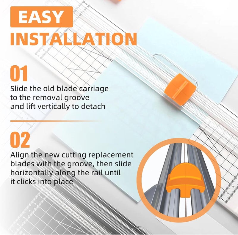 PROSOCOOL 157400-1001 Paper Cutter Blades Replacement for Fiskars Paper Trimmer TripleTrack High Profile Blades, Portable Paper Cutter Style I Blade 1968701005 for Cutting and Scoring- 2 Pack - Image 4